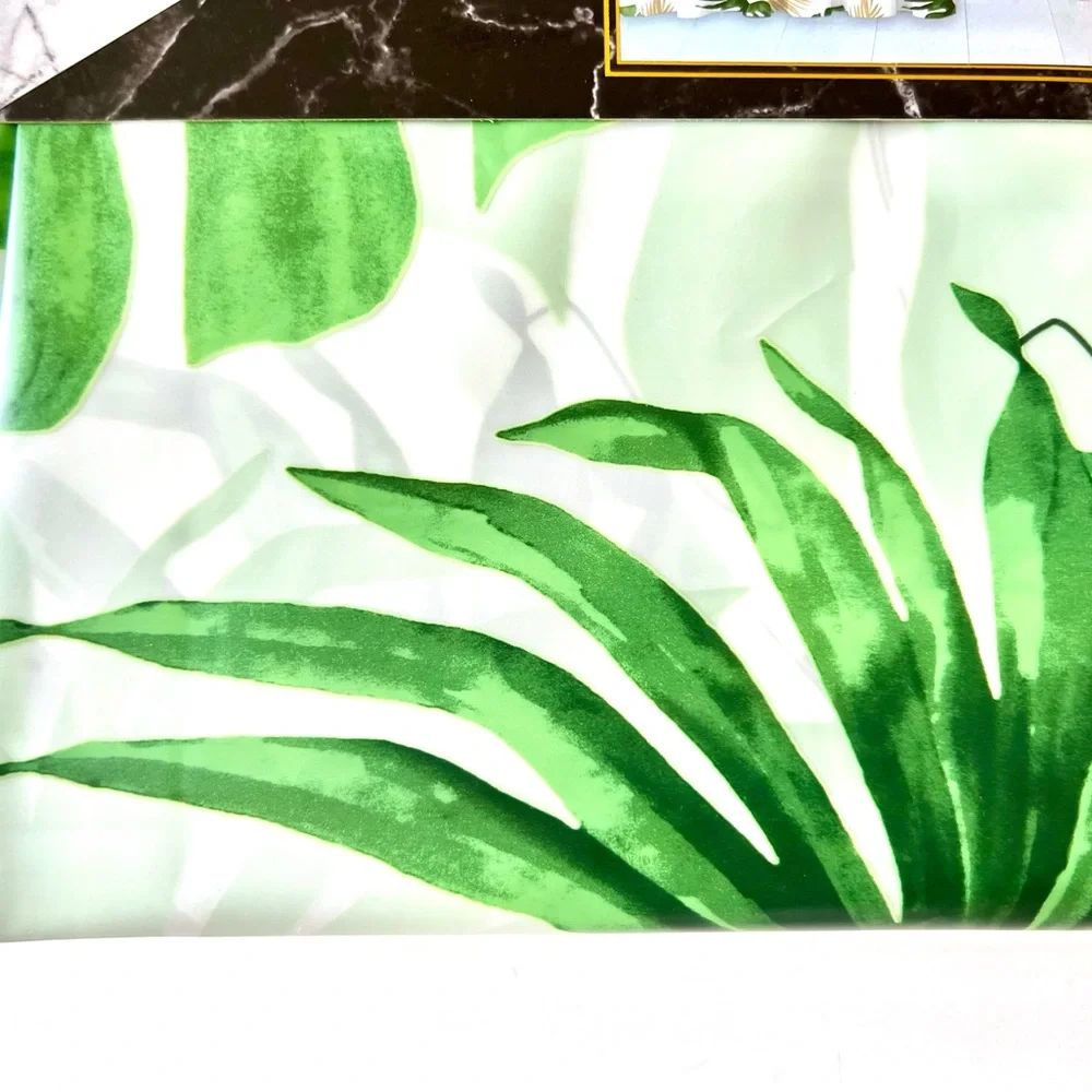 Tropical Green & Gold Leaves Peva Shower Curtain Jungle